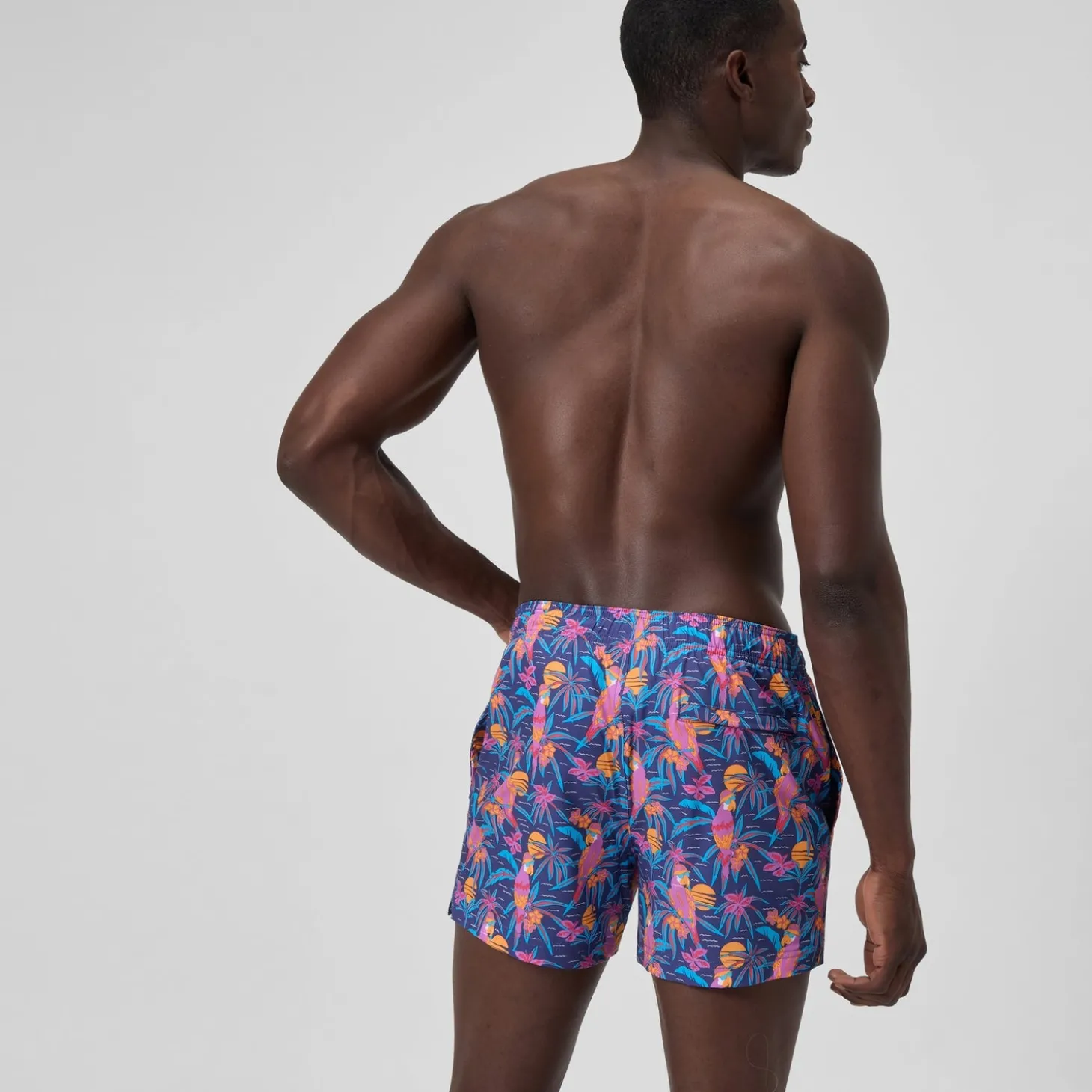 Short de bain Redondo Edge imprimé 35 cm, hommes, bleu/rose