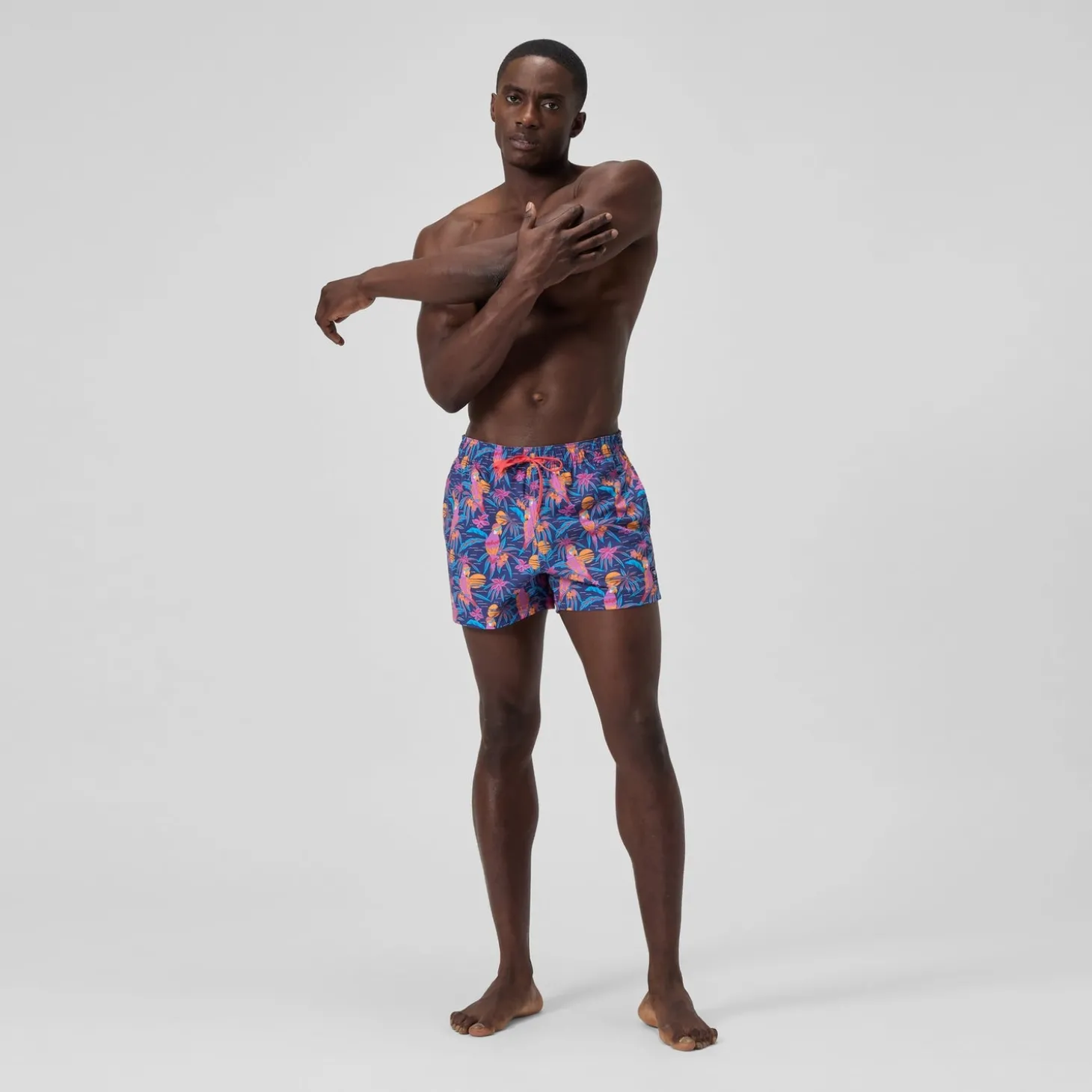 Short de bain Redondo Edge imprimé 35 cm, hommes, bleu/rose