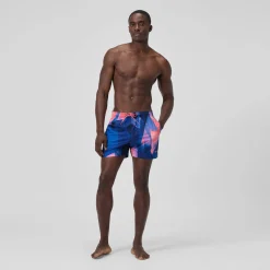 Short de bain Redondo Edge imprimé 40 cm, hommes, bleu/rose