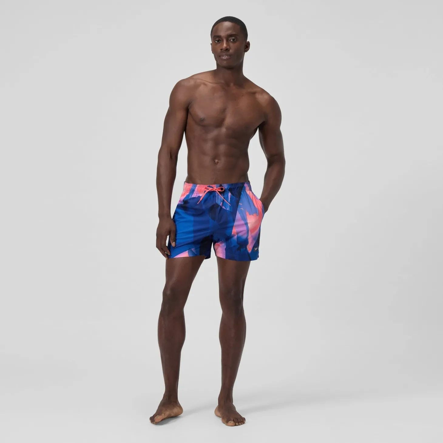 Short de bain Redondo Edge imprimé 40 cm, hommes, bleu/rose