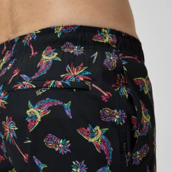 Short de bain Redondo Edge imprimé 40 cm, hommes, noir/orange