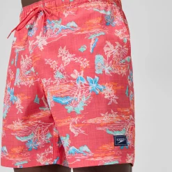 Short de bain Redondo Edge imprimé 45 cm, hommes, orange/bleu