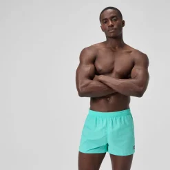 Short de bain Retro uni 33 cm, hommes, turquoise