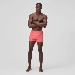 Short de bain Retro uni 33 cm, hommes, corail