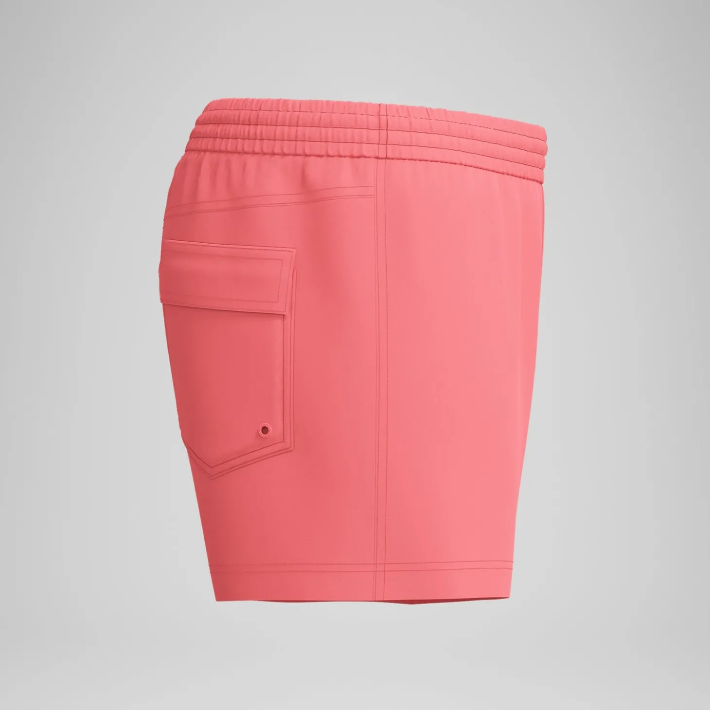 Short de bain Retro uni 33 cm, hommes, corail