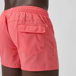 Short de bain Retro uni 33 cm, hommes, corail
