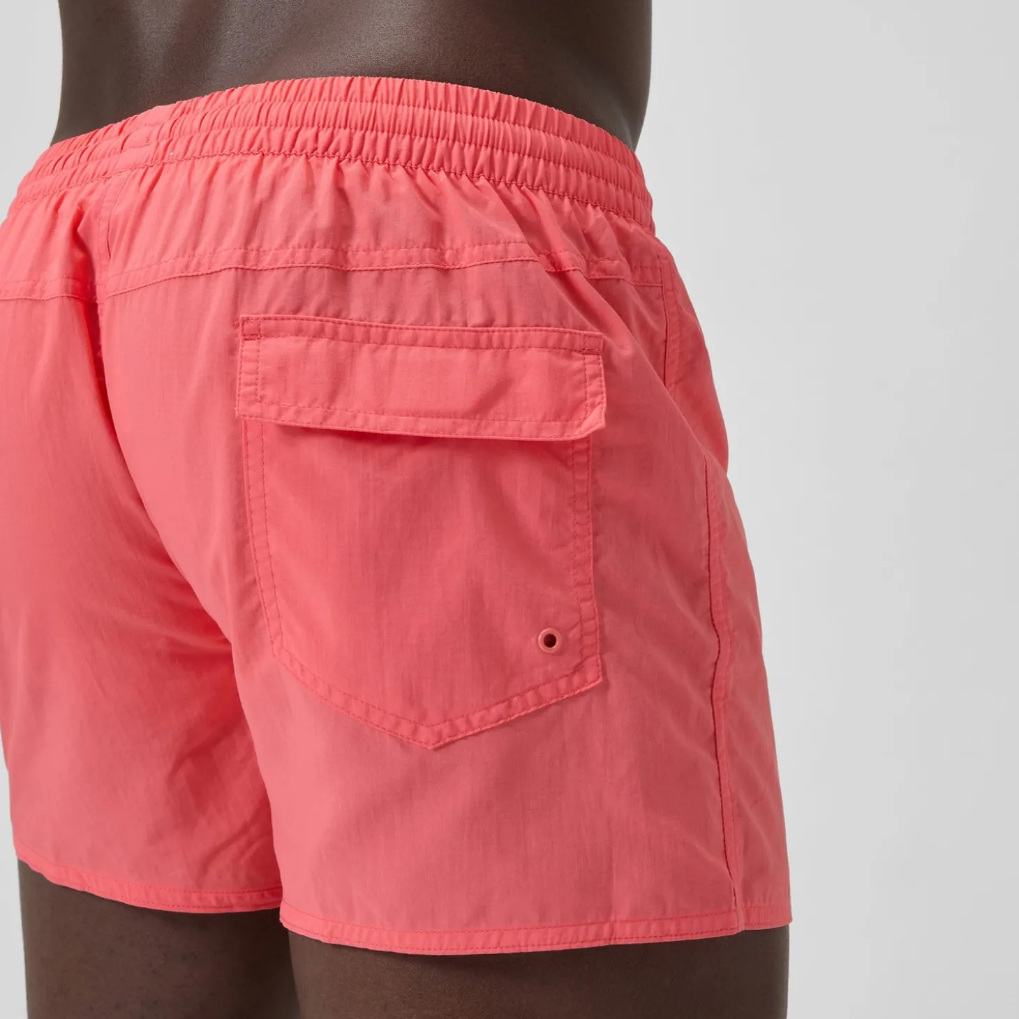 Short de bain Retro uni 33 cm, hommes, corail