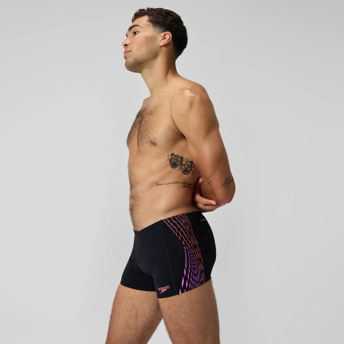 Shorts de bain homme Tech Panel noir/orange