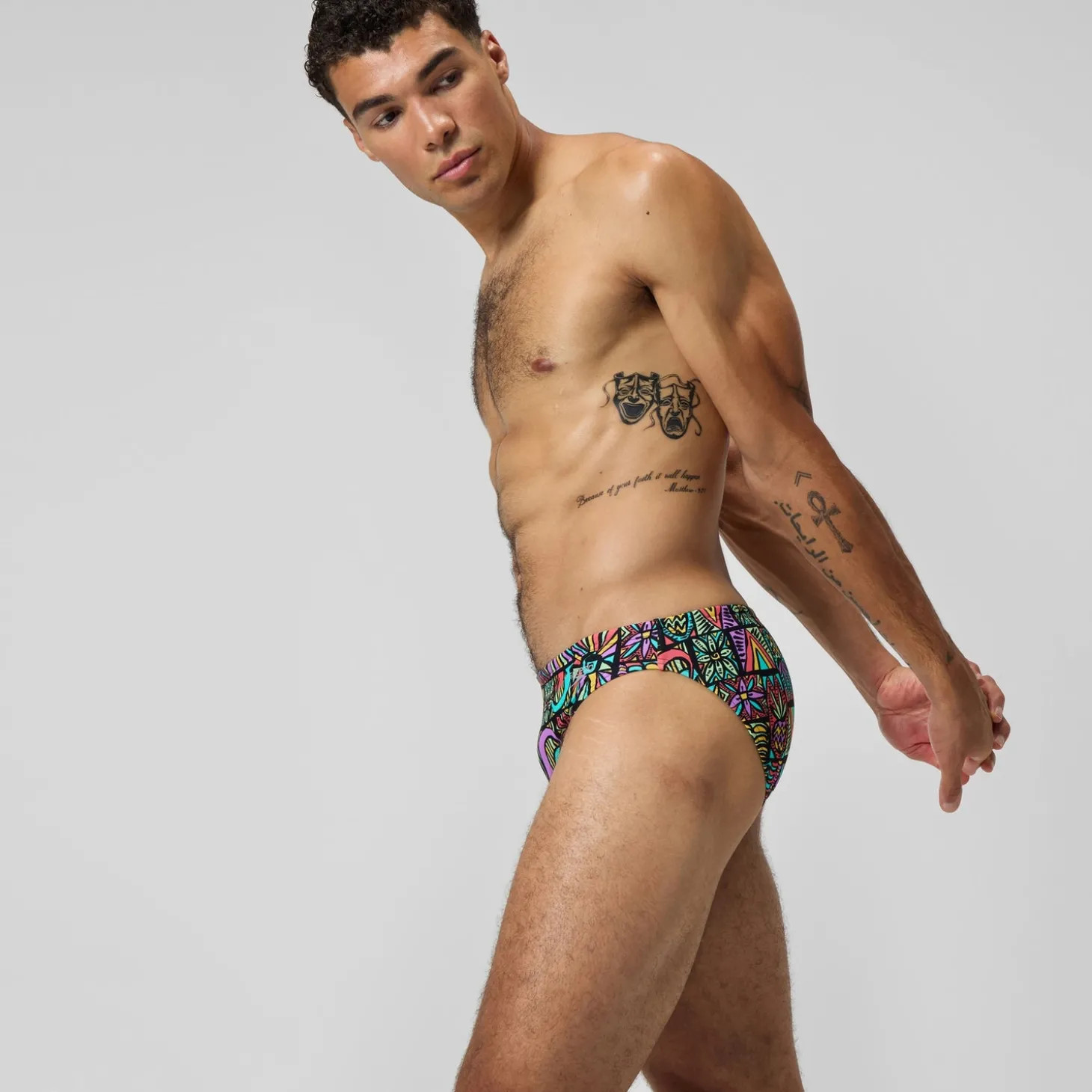 Slip Beachstar 5 cm, hommes, blanc/orange