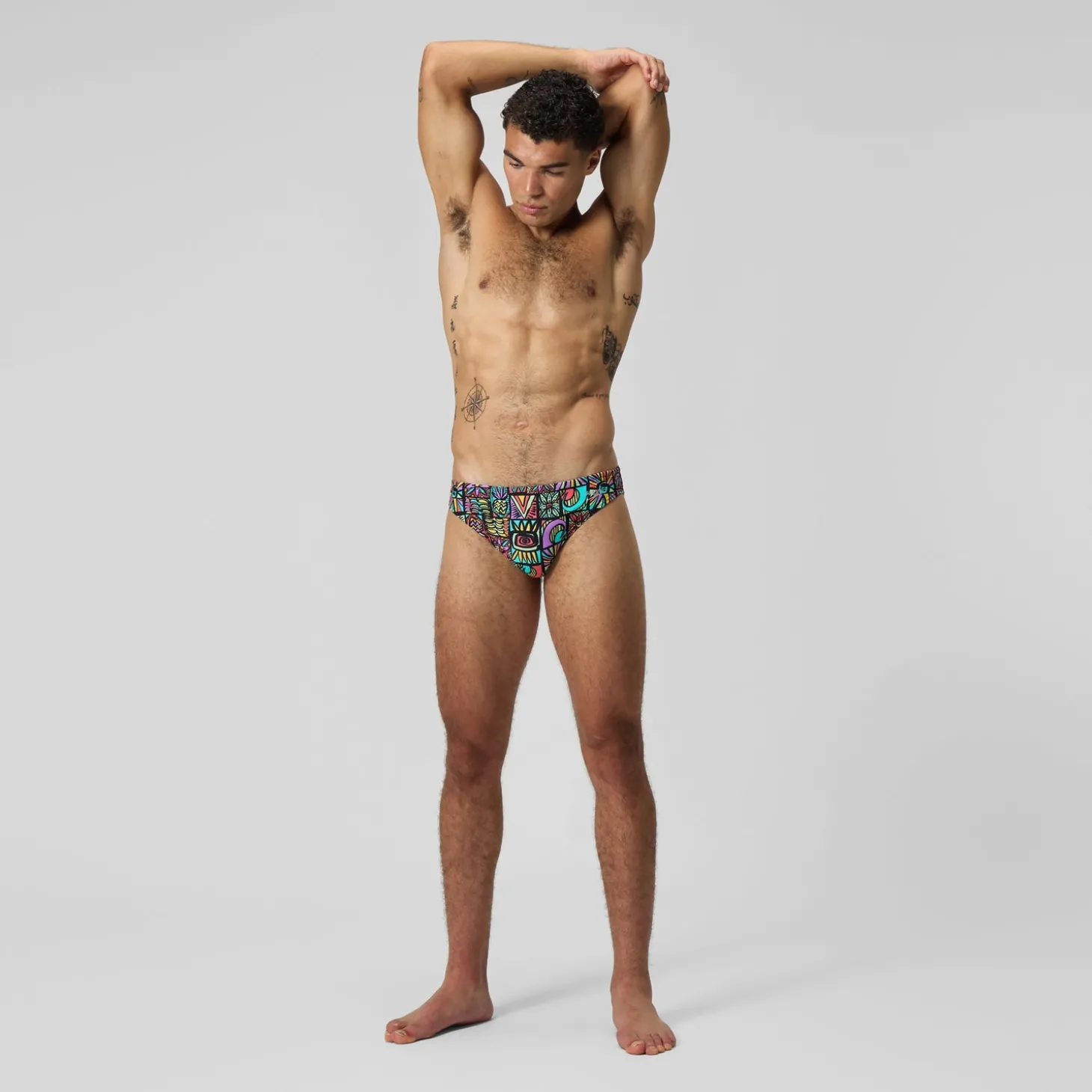 Slip Beachstar 5 cm, hommes, blanc/orange