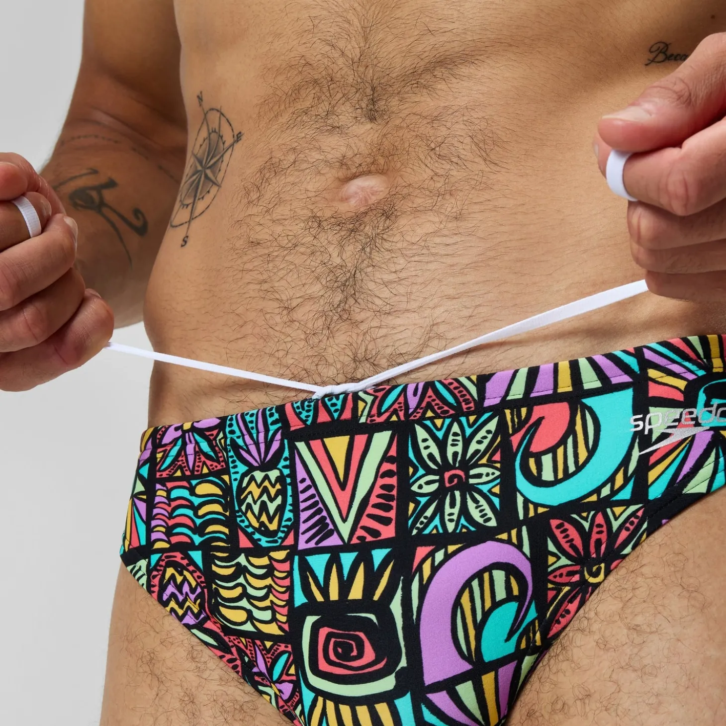 Slip Beachstar 5 cm, hommes, blanc/orange