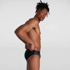 Slip de bain Allover Homme 7 cm noir/gris