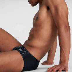 Slip de bain Allover Homme 7 cm noir/gris