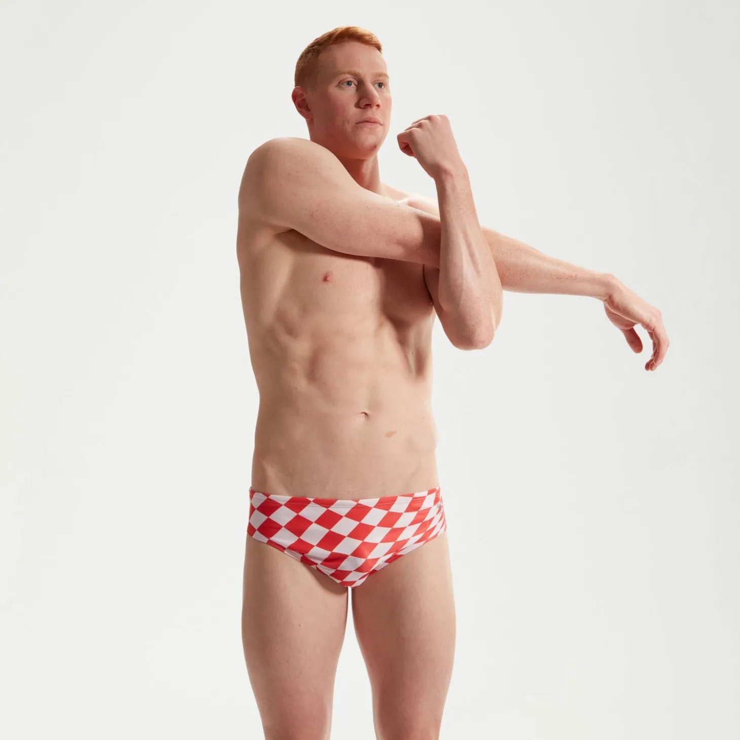 Slip de bain Club Training homme 8 cm Allover Digital Damier Rose/blanc