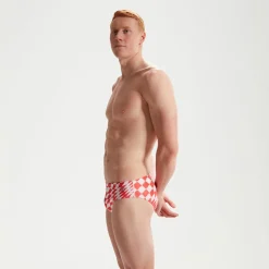 Slip de bain Club Training homme 8 cm Allover Digital Damier Rose/blanc
