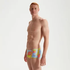 Slip de bain Club Training homme 17 cm Allover Digital Corail/vert/bleu