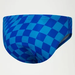 Slip de bain Club Training garçon 6,5 cm Allover Digital Damier Bleu