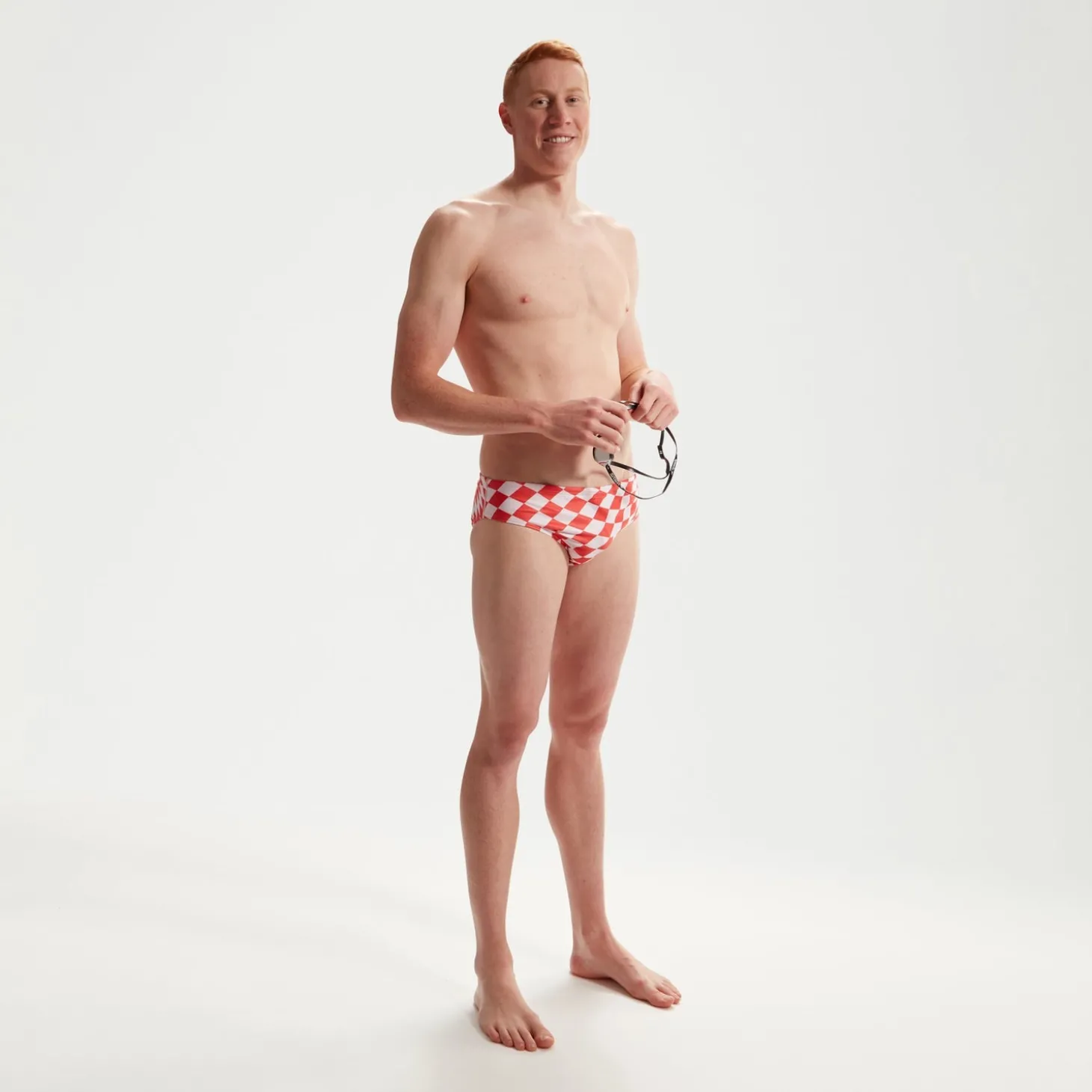 Slip de bain Club Training homme 8 cm Allover Digital Damier Rose/blanc