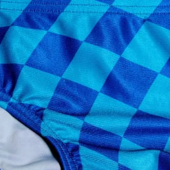 Slip de bain Club Training garçon 6,5 cm Allover Digital Damier Bleu