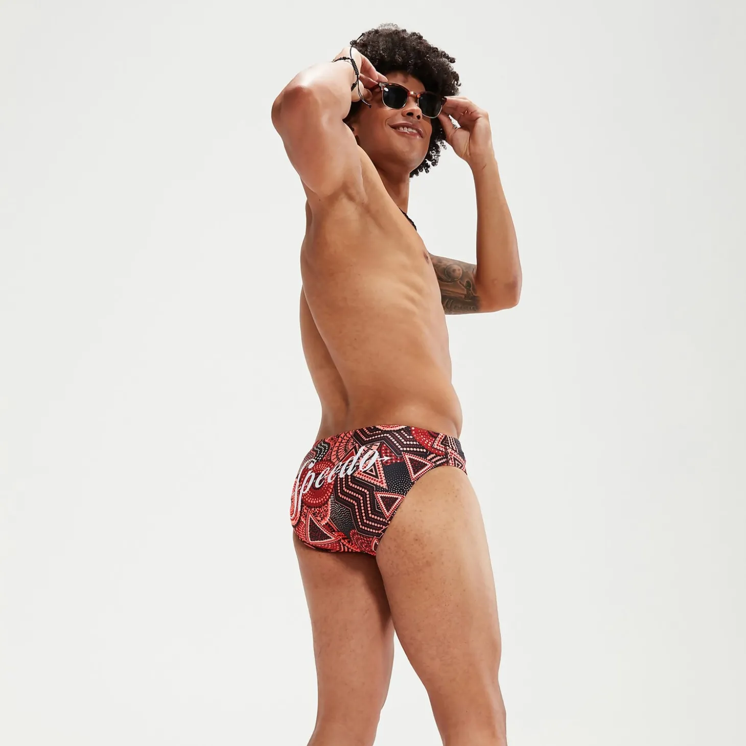 Slip de bain Escape Homme 5 cm sang de bœuf/corail