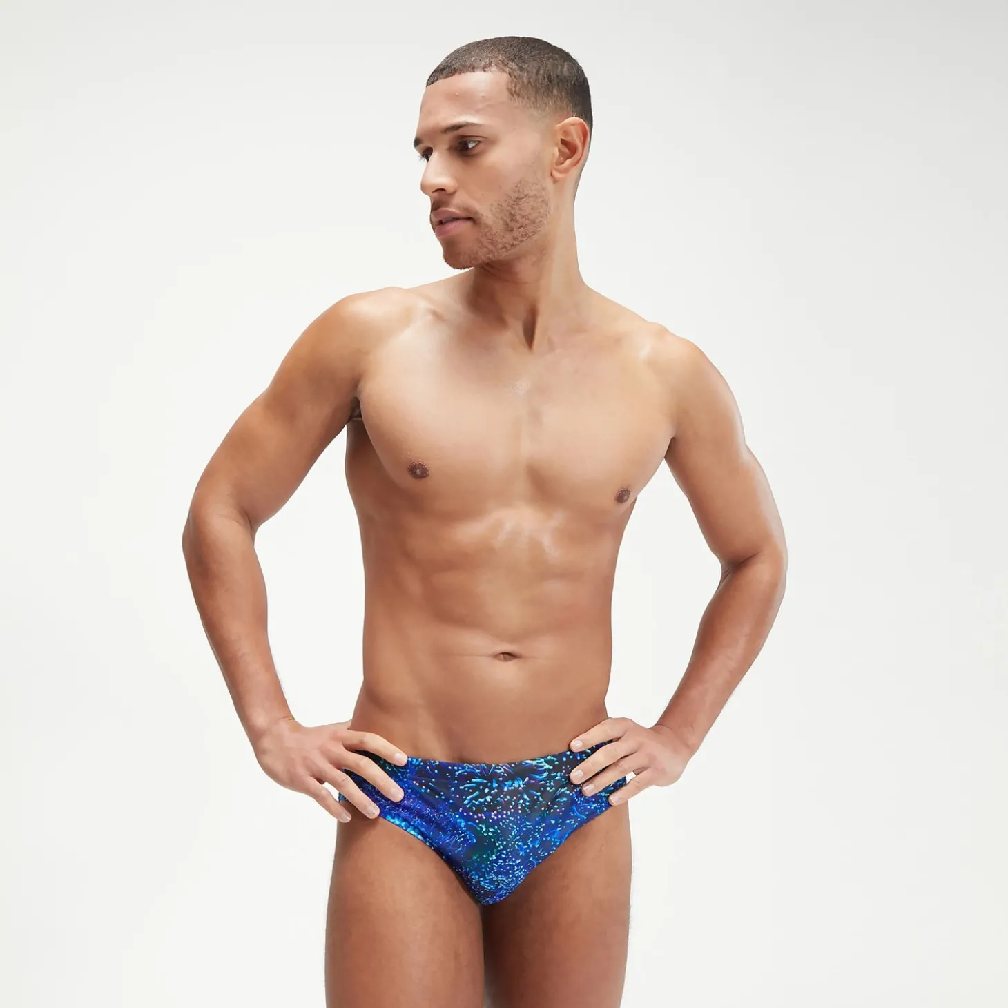 Slip de bain Homme Allover Digital 7 cm noir/bleu