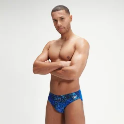 Slip de bain Homme Allover Digital 7 cm noir/bleu