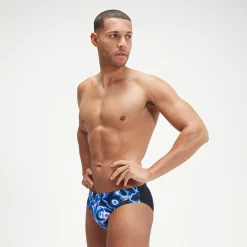 Slip de bain Homme Allover Digital 7 cm noir/bleu