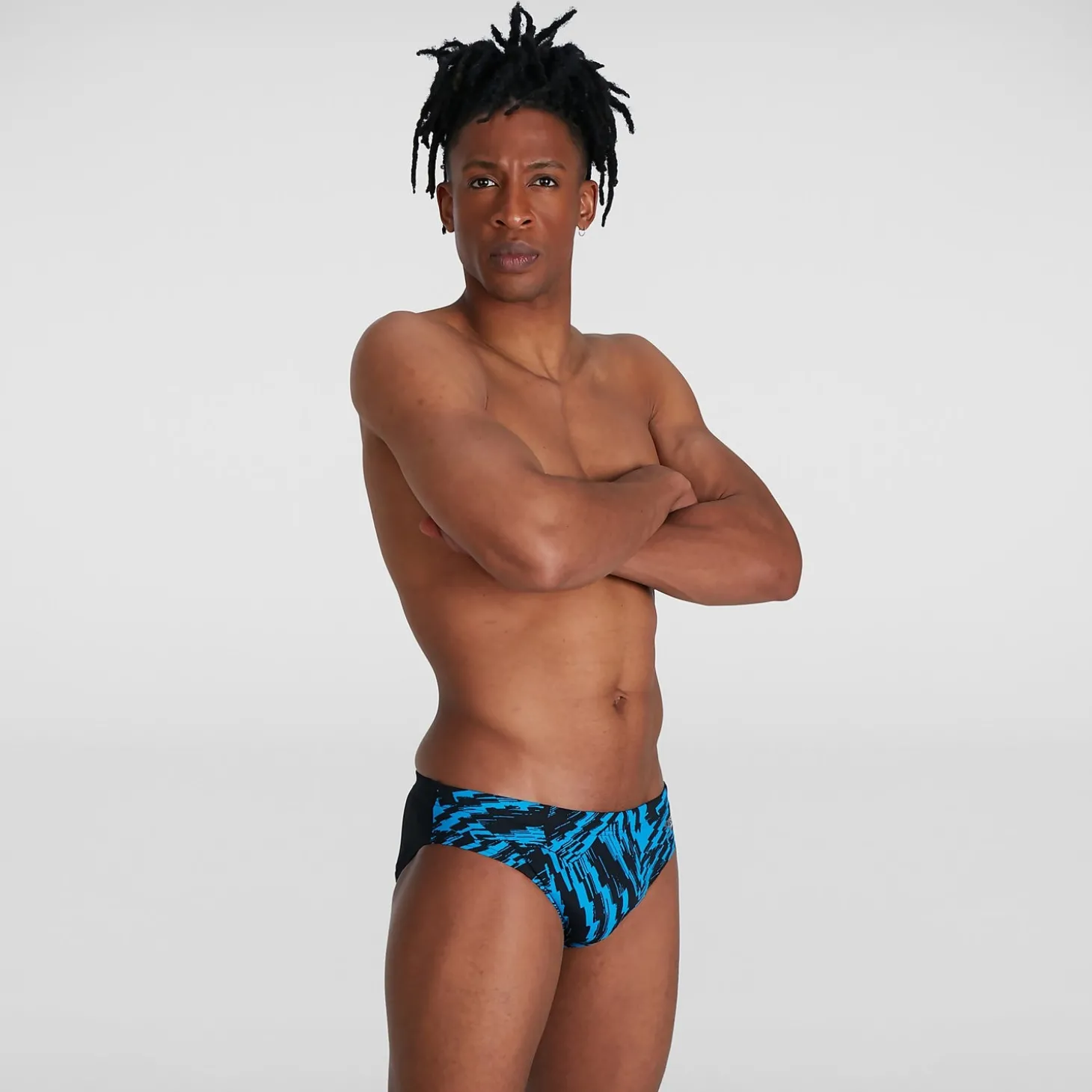 Slip de bain Homme Allover 7 cm noir/bleu