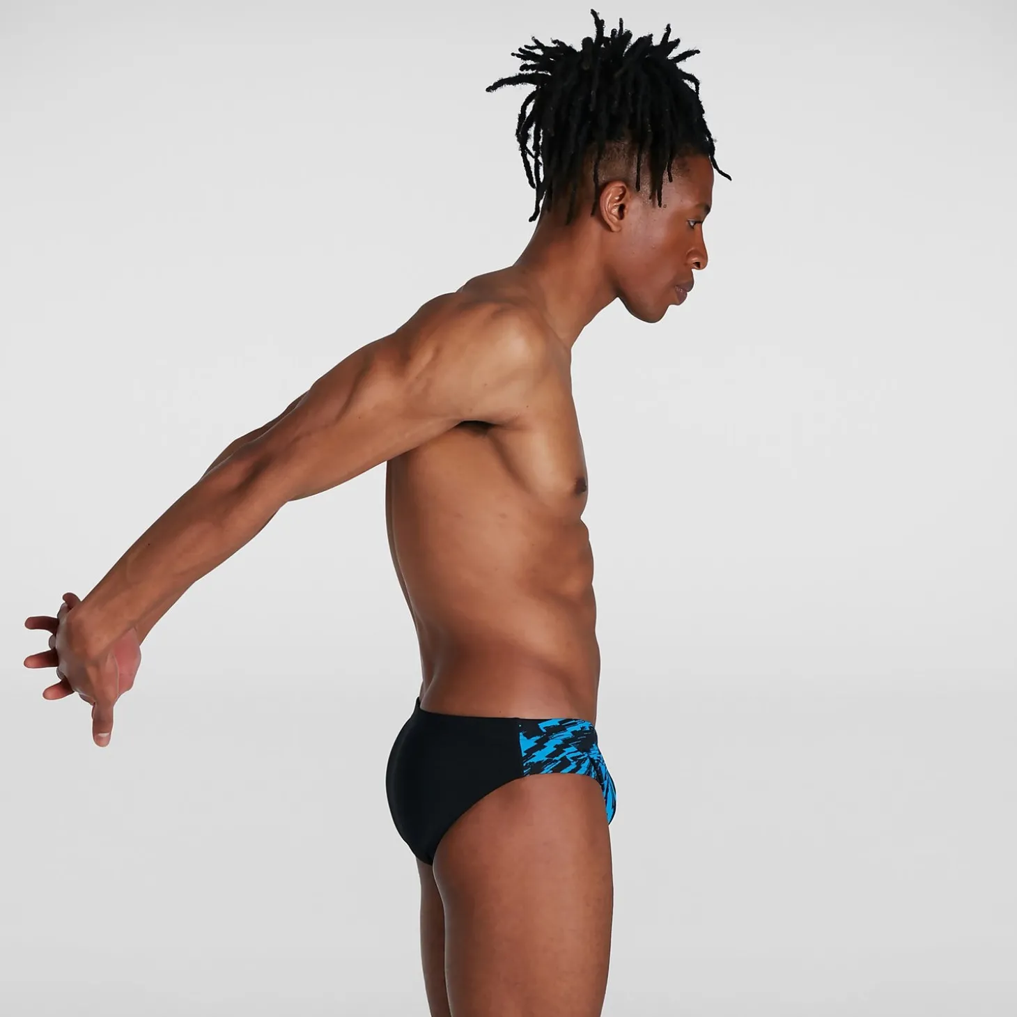 Slip de bain Homme Allover 7 cm noir/bleu
