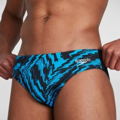 Slip de bain Homme Allover 7 cm noir/bleu