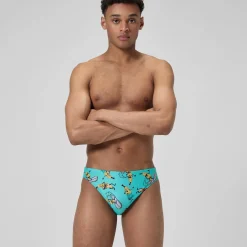 Slip de bain Homme Club Training imprimé 5 cm turquoise