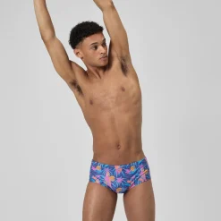 Slip de bain Homme Club Training imprimé 13,5 cm bleu marine/rose