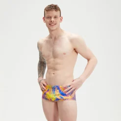 Slip de bain Homme Club Training Allover Digital 17 cm vert/mangue