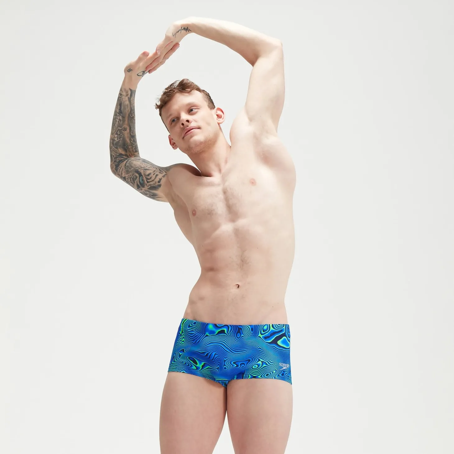 Slip de bain Homme Club Training Allover Digital 17 cm bleu marine/bleu