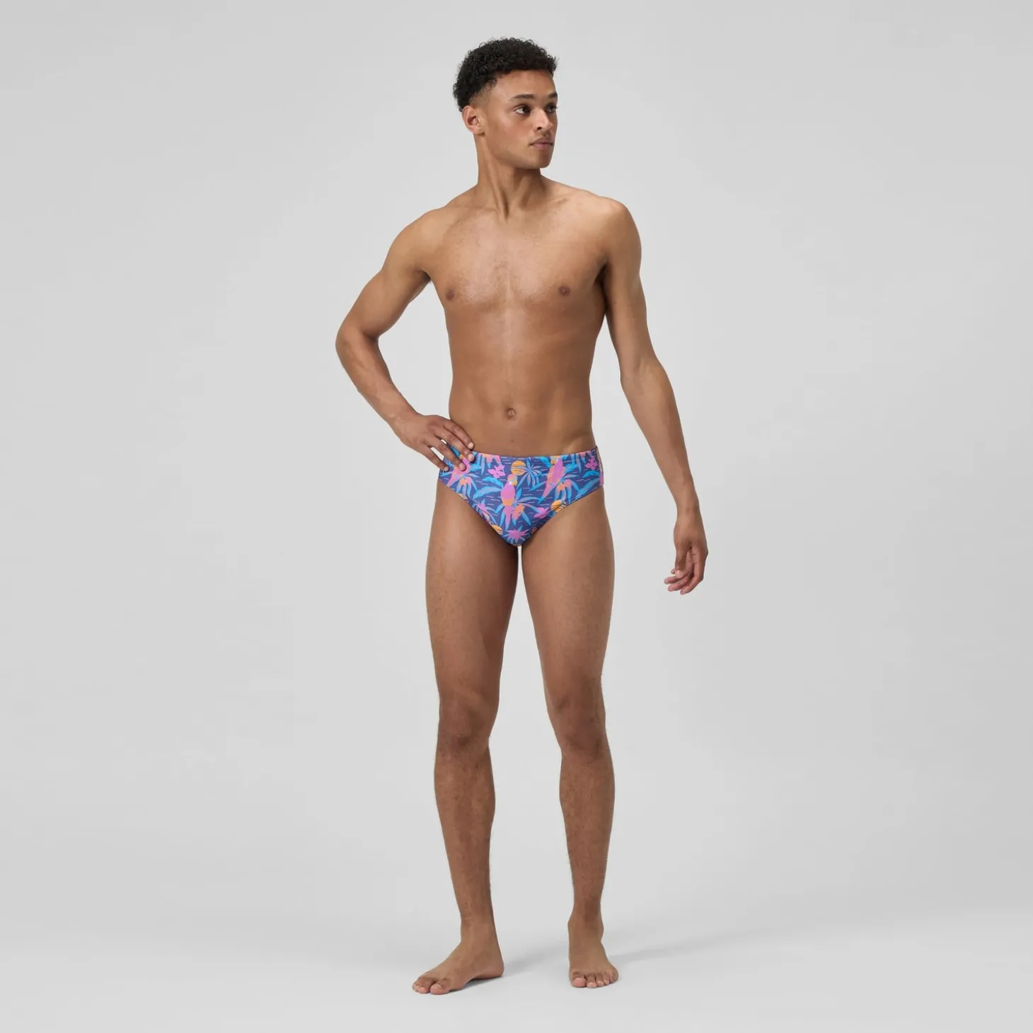 Slip de bain Homme Club Training imprimé 8 cm bleu marine/rose