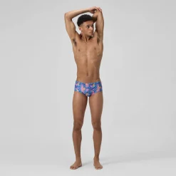 Slip de bain Homme Club Training imprimé 13,5 cm bleu marine/rose