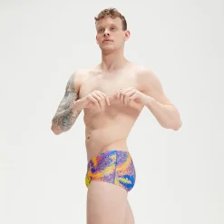 Slip de bain Homme Club Training Allover Digital 17 cm vert/mangue
