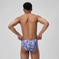 Slip de bain Homme Club Training imprimé 8 cm bleu marine/rose