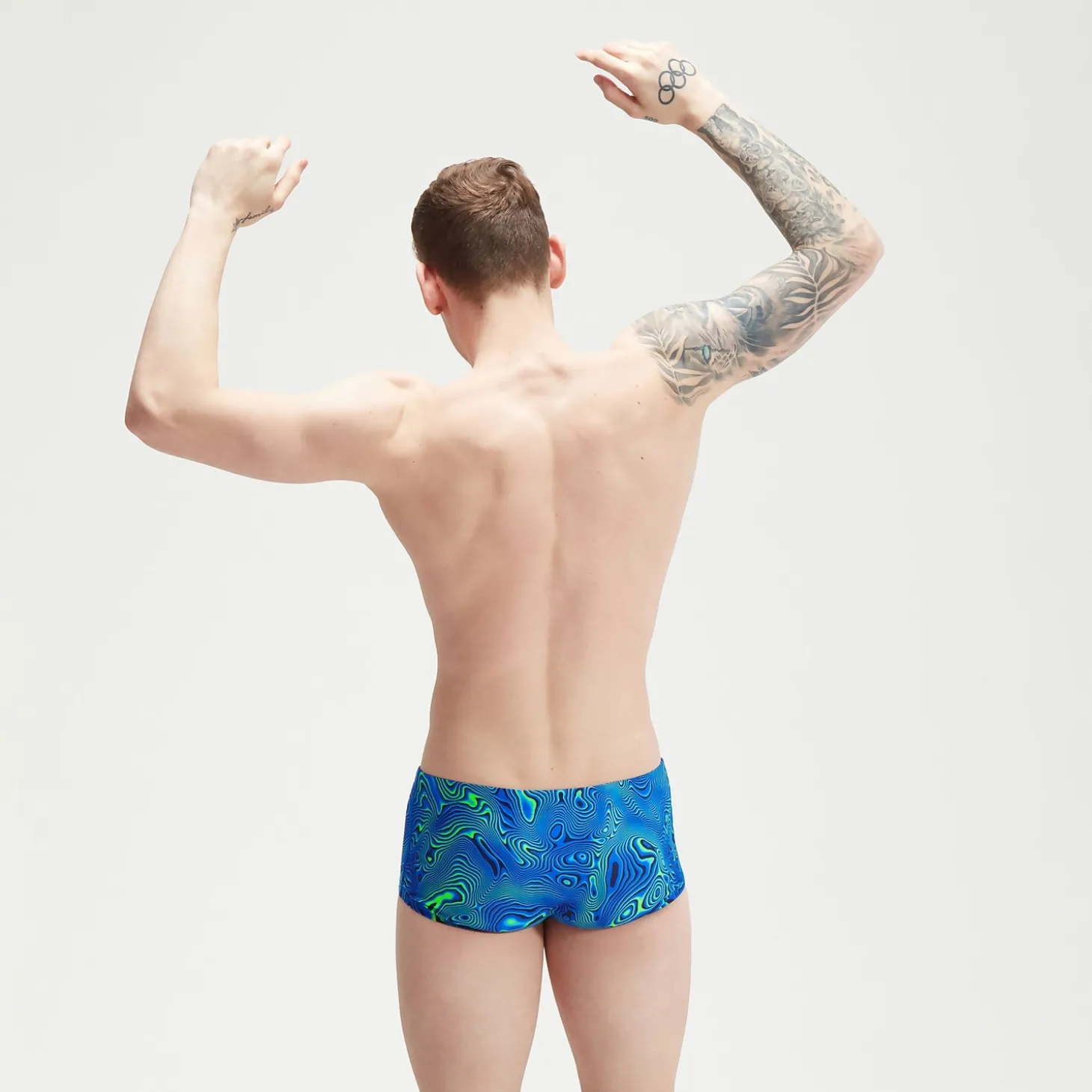 Slip de bain Homme Club Training Allover Digital 17 cm bleu marine/bleu