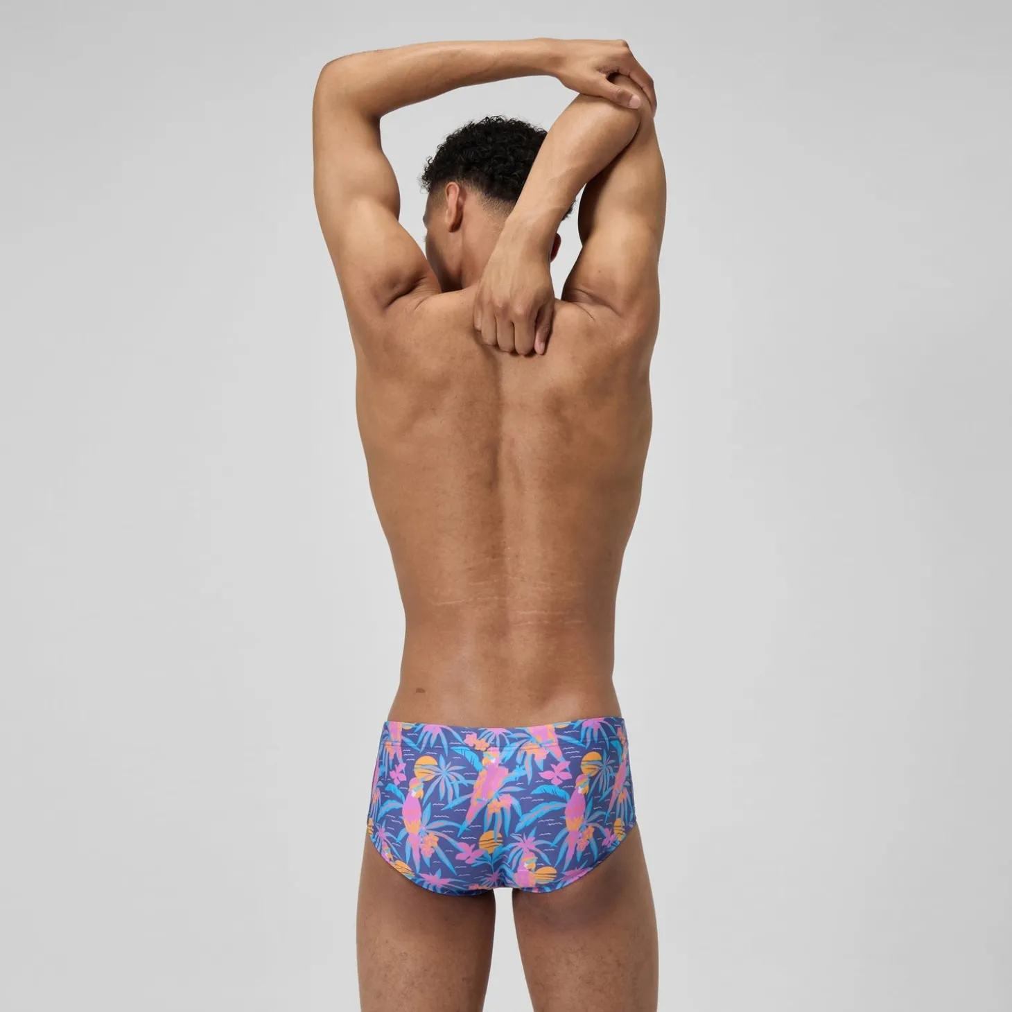 Slip de bain Homme Club Training imprimé 13,5 cm bleu marine/rose