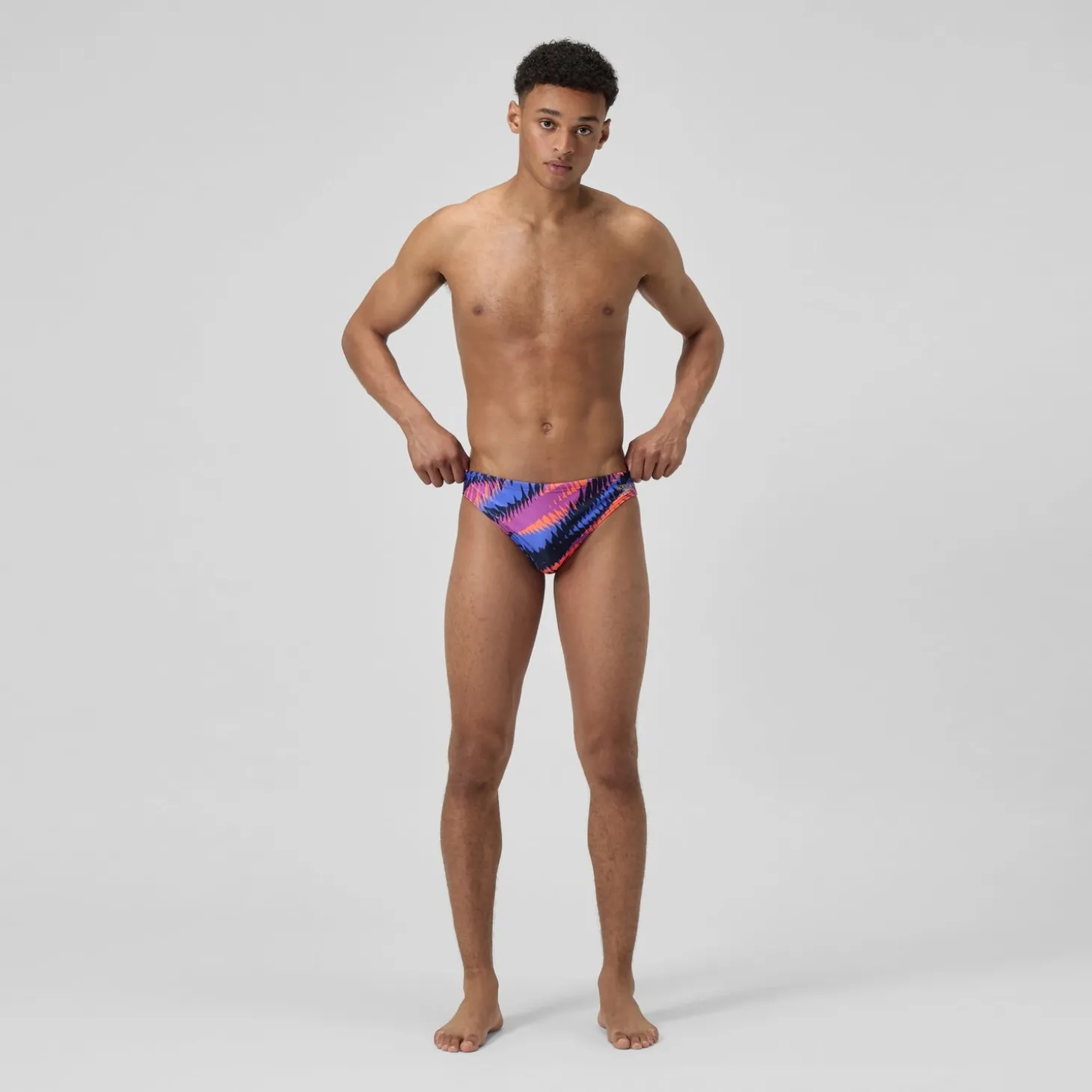 Slip de bain Homme Club Training imprimé 5 cm bleu/rose