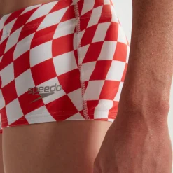 Slip de bain homme Club Training 17 cm Allover Digital Damier Rose/blanc