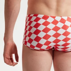 Slip de bain homme Club Training 17 cm Allover Digital Damier Rose/blanc