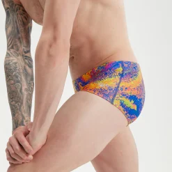 Slip de bain Homme Club Training Allover Digital 17 cm vert/mangue