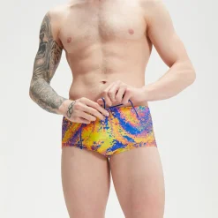 Slip de bain Homme Club Training Allover Digital 17 cm vert/mangue