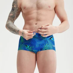 Slip de bain Homme Club Training Allover Digital 17 cm bleu marine/bleu