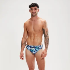 Slip de bain Homme Escape 5 cm bleu/blanc