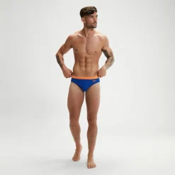 Slip de bain Homme Logo 7 cm bleu/orange