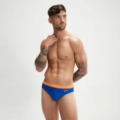 Slip de bain Homme Logo 7 cm bleu/orange