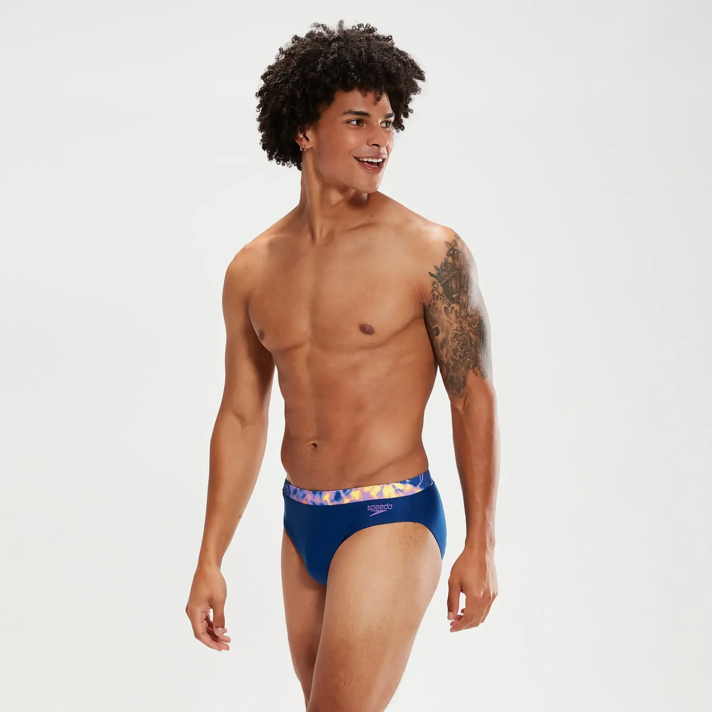 Slip de bain Homme Logo 7 cm bleu/lilas